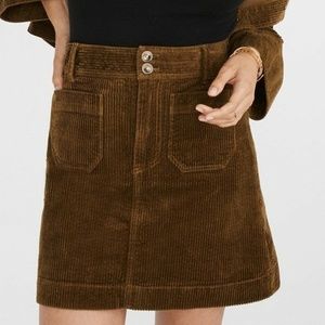 Madewell Corduroy A-Line Skirt in Asparagus